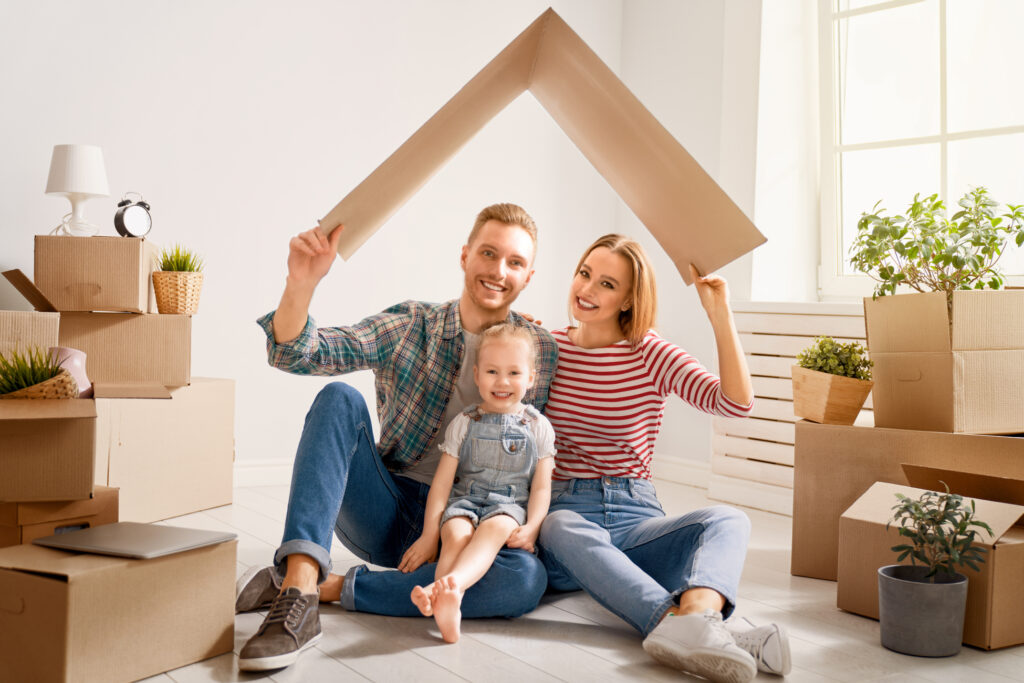 family in new house